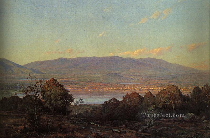 センターハーバーの夕暮れ ニューハンプシャー州の風景 ウィリアム・トロスト・リチャーズ油絵